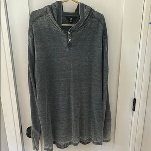 Men's Volcom Gray Blue Lightweight Hooded Shirt